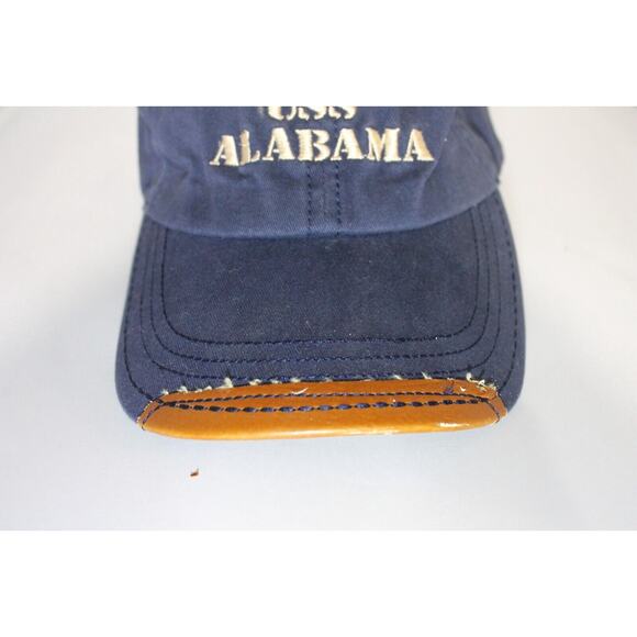 JHATS USS Alabama Cap/Hat US Navy Adjustable Strap back Embroidered Leather Rim - Picture 2 of 7
